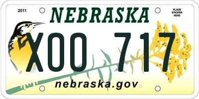 NE license plate XOO717