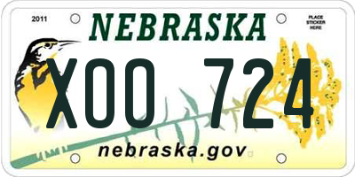 NE license plate XOO724