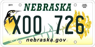 NE license plate XOO726