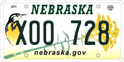 NE license plate XOO728