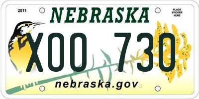 NE license plate XOO730
