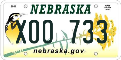 NE license plate XOO733