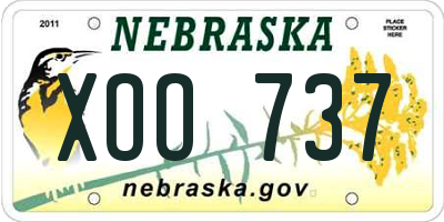 NE license plate XOO737