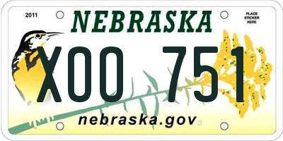NE license plate XOO751