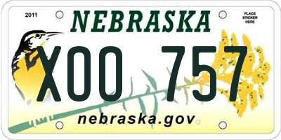 NE license plate XOO757
