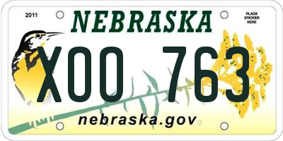 NE license plate XOO763