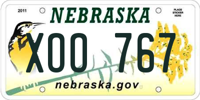 NE license plate XOO767