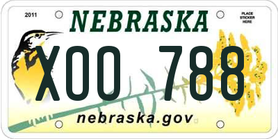 NE license plate XOO788