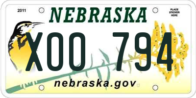 NE license plate XOO794