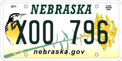 NE license plate XOO796