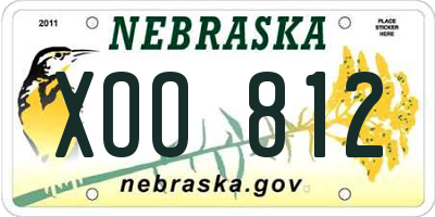 NE license plate XOO812