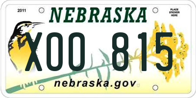 NE license plate XOO815
