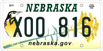 NE license plate XOO816