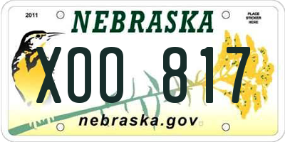 NE license plate XOO817