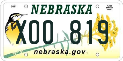 NE license plate XOO819