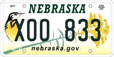 NE license plate XOO833