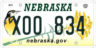 NE license plate XOO834