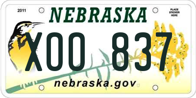 NE license plate XOO837
