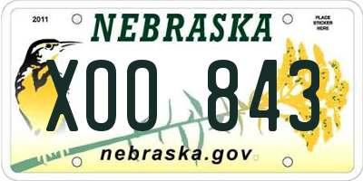 NE license plate XOO843