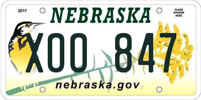 NE license plate XOO847