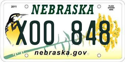NE license plate XOO848