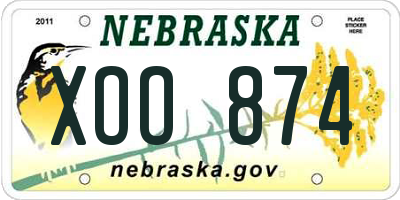 NE license plate XOO874