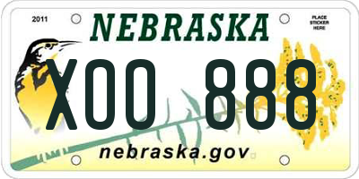 NE license plate XOO888