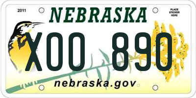 NE license plate XOO890