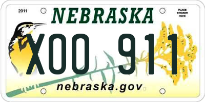 NE license plate XOO911