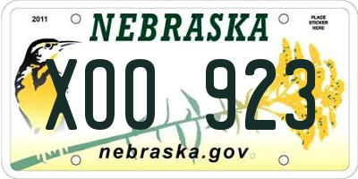 NE license plate XOO923
