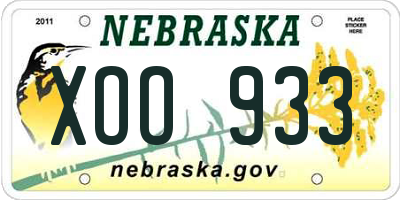 NE license plate XOO933