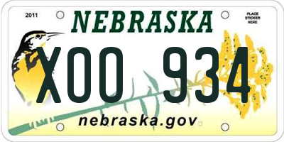 NE license plate XOO934
