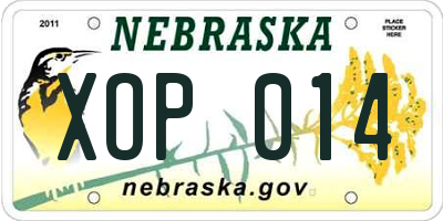 NE license plate XOP014
