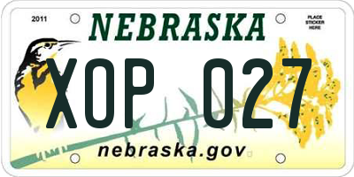 NE license plate XOP027