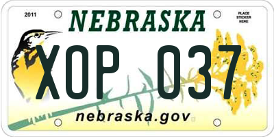 NE license plate XOP037