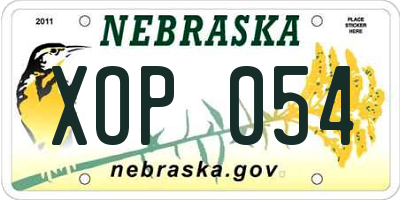 NE license plate XOP054