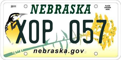 NE license plate XOP057