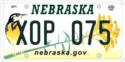 NE license plate XOP075