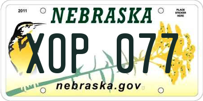 NE license plate XOP077