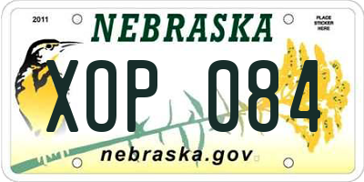 NE license plate XOP084