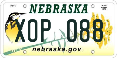 NE license plate XOP088