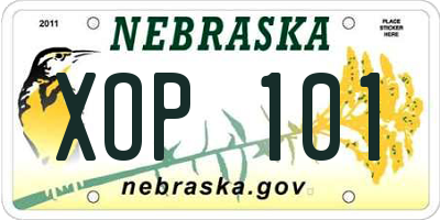 NE license plate XOP101