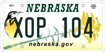NE license plate XOP104