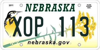 NE license plate XOP113