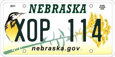 NE license plate XOP114