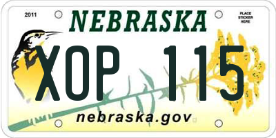 NE license plate XOP115