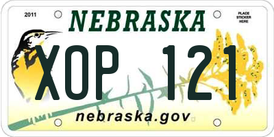 NE license plate XOP121