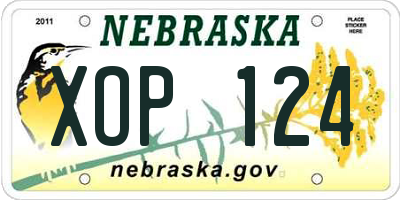 NE license plate XOP124