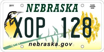 NE license plate XOP128