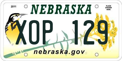 NE license plate XOP129
